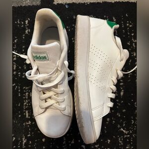 Adidas Kids White and Green Sneakers size 6.5